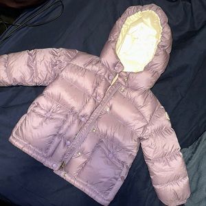 Purple moncler hooded puffer jacket